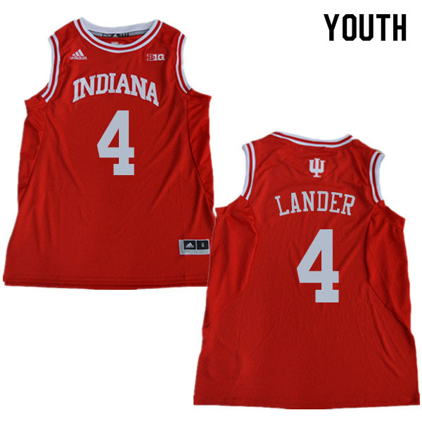 Youth #4 Khristian Lander Indiana Hoosiers College Basketball Jerseys Sale-Red - Click Image to Close